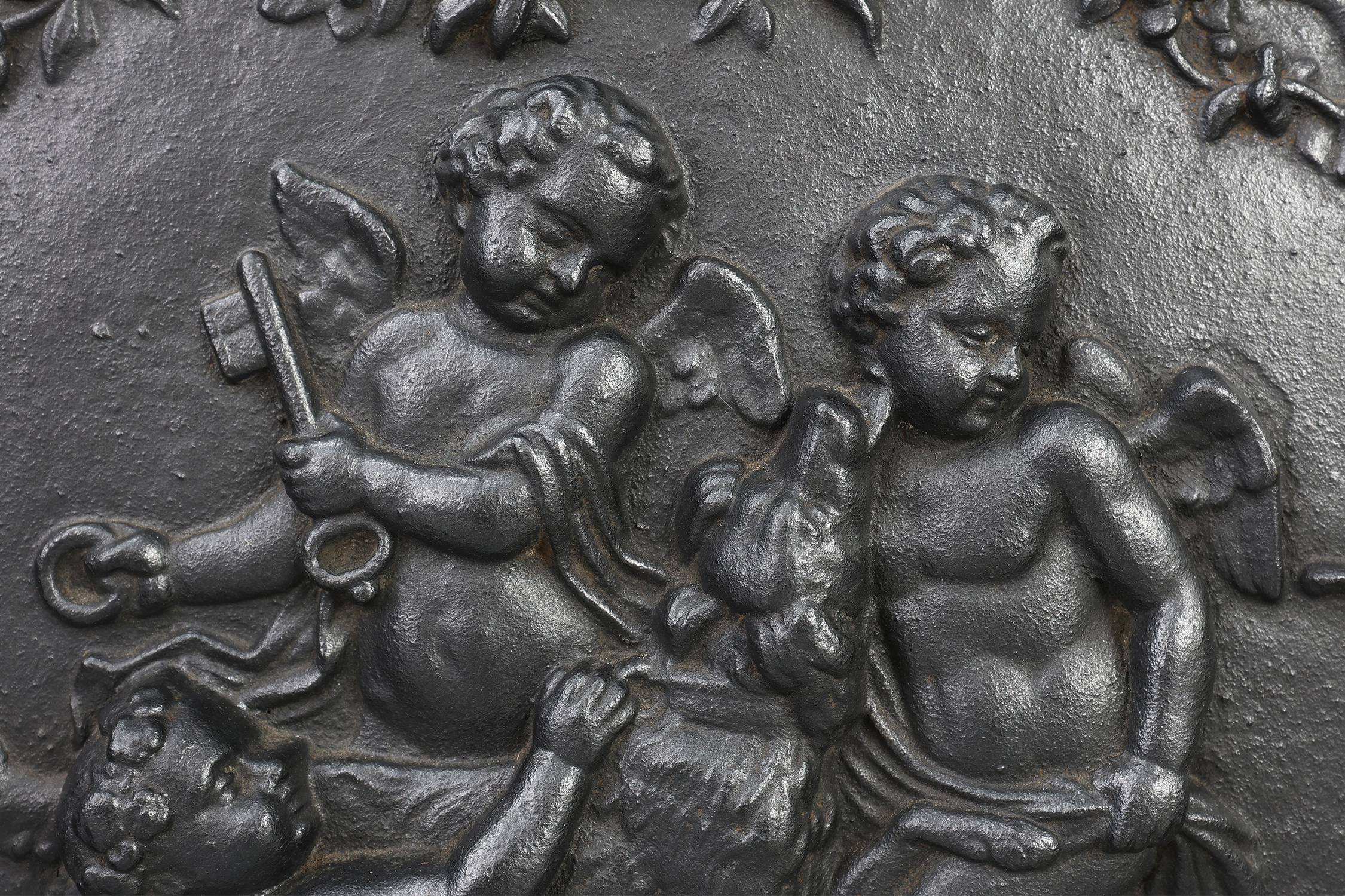 Antique Rococo style Fireback in cast iron, France ca. 1780 thumbnail